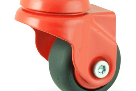 Colouredswivel castor 50mm for light trolleys,wheel made of Black rubber,plain bearing.Bolt hole fittingЧерна гума  без лагер Дупка за монтаж